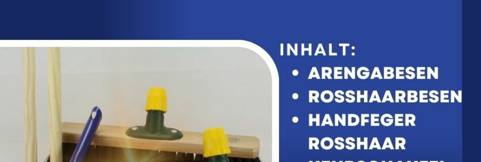 Blinden-Besen-Set Standard – Rosshaarbesen und Rosshaarhandfeger gewachst