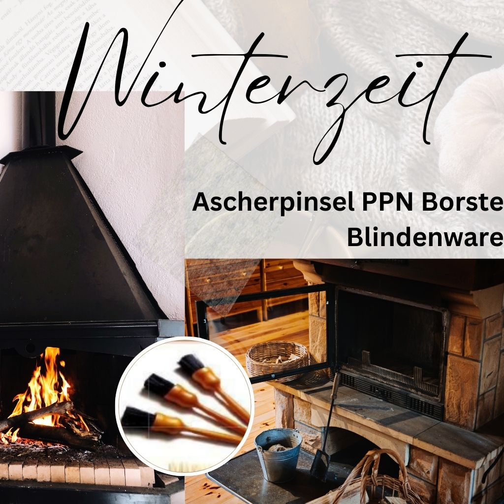 Ascherpinsel aus PPN-Borsten – Hergestellt in der Blindenwerkstatt Ideal für Kaminreinigung und Gastronomie. Robuste schwarze Borsten für effiziente Reinigung – ein Produkt aus der Blindenwerkstatt.