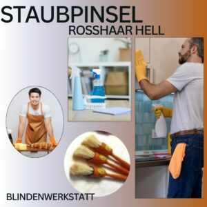 Staubpinsel aus Rosshaar – Für Haushalt und Auto Ideal zum Entfernen von Staub und Schmutz. Hergestellt in der Blindenwerkstatt – robust, nachhaltig und sozial engagiert.