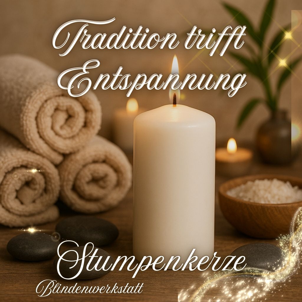 Blindenwerkstatt Kerze für Wellnessrituale – durchgefärbt, rußarm und mit Liebe gegossen